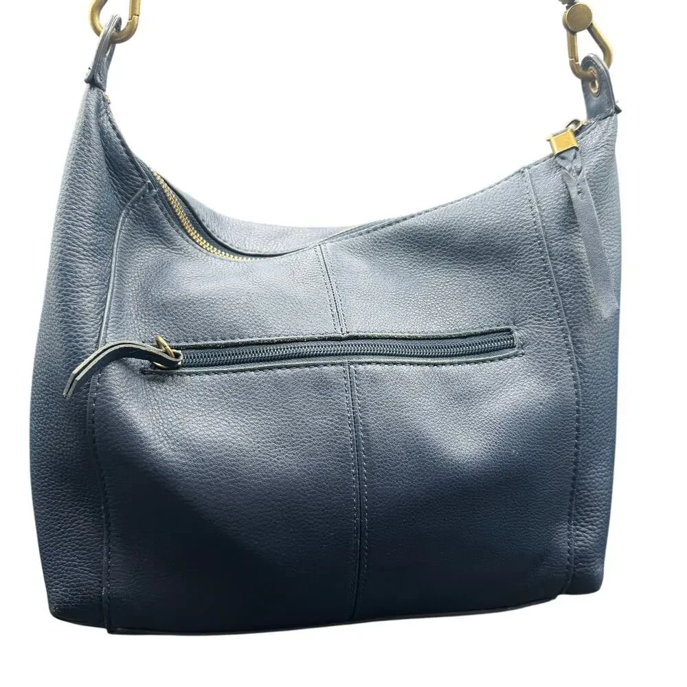 The Sak Alameda Navy Blue Leather Hobo Shoulder Bag Pebbled Leather